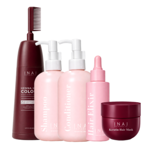 COMPLETE SET - HENNA HAIR COLOUR 200ML + 4 IN 1 HAIR CARE (FREE TOWEL) INAI REPUBLIC