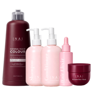 COMPLETE SET - HENNA HAIR COLOUR 300ML + 4 IN 1 HAIR CARE (FREE TOWEL) INAI REPUBLIC